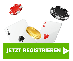 Zwei Spielkarten mit Jetons und Goldmünze im minimalistischen Design